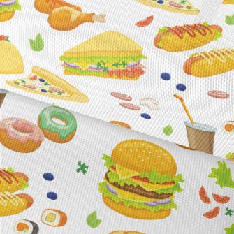 Hand Drawn Delicious Fast Food Waterproof Oxford