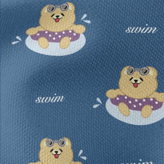 Cute Little Bear Loves Swimmin Waterproof Canvas