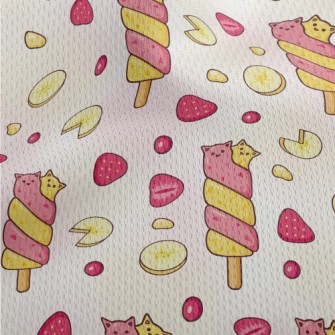 Two-color Cat Popsicle Athletic Mesh Flat Back
