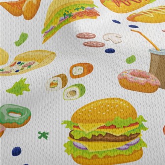 Hand Drawn Delicious Fast Food Athletic Mesh Flat Back