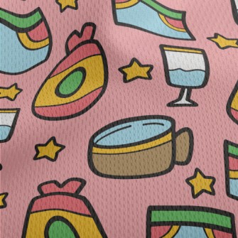 Cartoon Hand Drawn Cup Athletic Mesh Flat Back