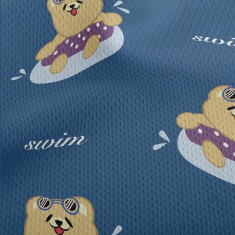 Cute Little Bear Loves Swimmin Athletic Mesh Flat Back
