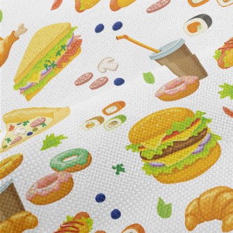 Hand Drawn Delicious Fast Food Performance Linen