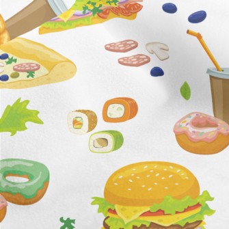 Hand Drawn Delicious Fast Food Micro Fleece