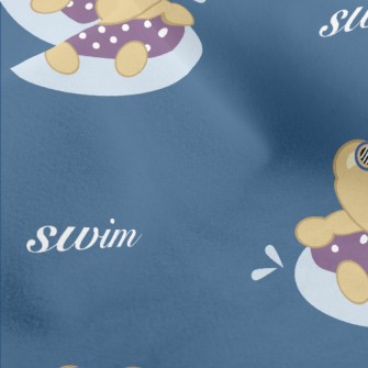 Cute Little Bear Loves Swimmin Micro Fleece