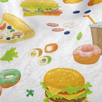 Hand Drawn Delicious Fast Food Minky
