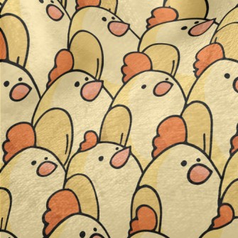 Cute Hand Drawn Chickens Minky