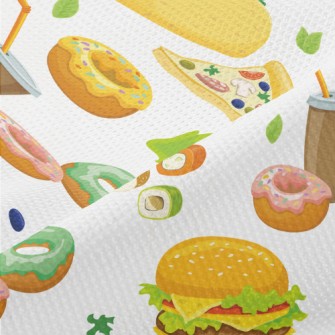 Hand Drawn Delicious Fast Food Piqué