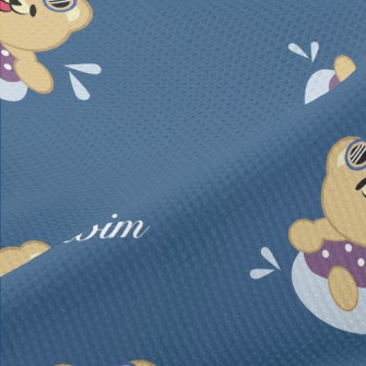 Cute Little Bear Loves Swimmin Piqué