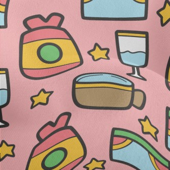 Cartoon Hand Drawn Cup Lightweight Performance Linen