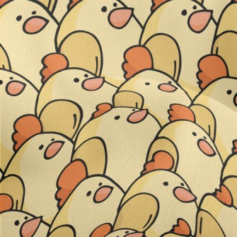 Cute Hand Drawn Chickens Lightweight Performance Linen