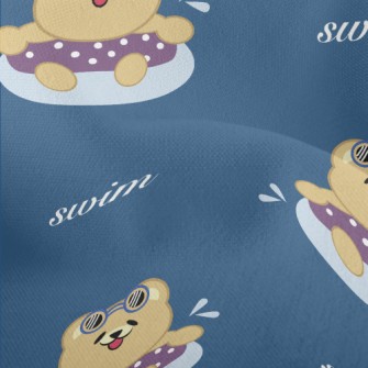 Cute Little Bear Loves Swimmin Lightweight Performance Linen