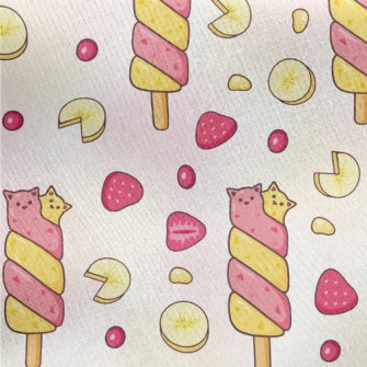 Two-color Cat Popsicle Jersey Backed Fleece