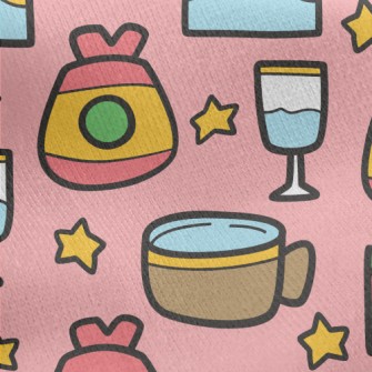 Cartoon Hand Drawn Cup Jersey Backed Fleece