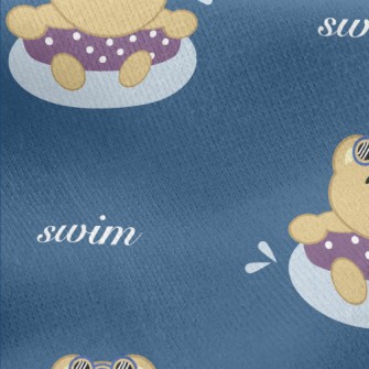 Cute Little Bear Loves Swimmin Jersey Backed Fleece