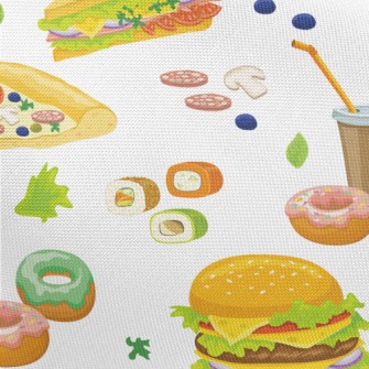 Hand Drawn Delicious Fast Food Pongee