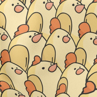 Cute Hand Drawn Chickens Lightweight Cotton Poplin