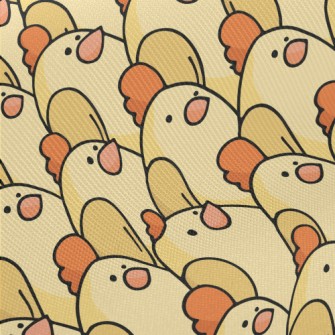 Cute Hand Drawn Chickens Midweight Cotton Poplin