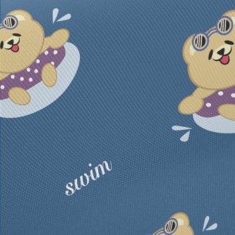 Cute Little Bear Loves Swimmin Midweight Cotton Poplin