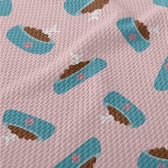 Cartoon Cat Food Bowl Birdseye Piqué