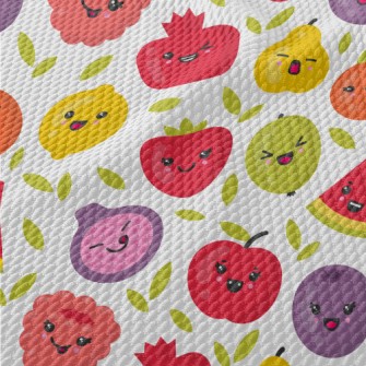 Cartoon Playful Fruits Birdseye Piqué