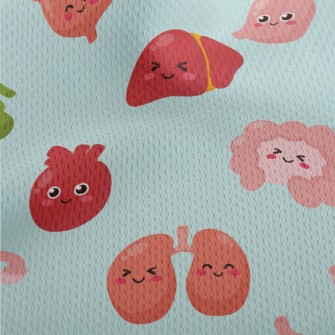 Smiling Human Body Organs Athletic Mesh Flat Back