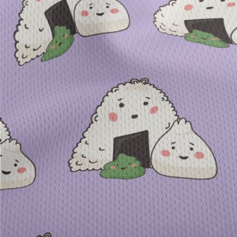 Triangular Rice Balls And Stea Athletic Mesh Flat Back