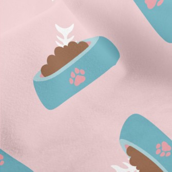 Cartoon Cat Food Bowl Micro Fleece