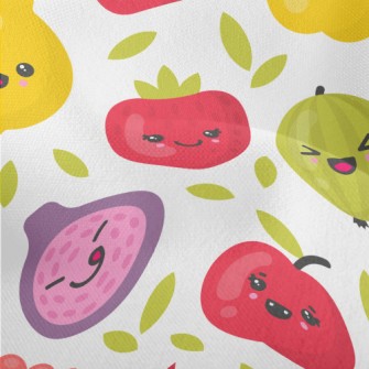 Cartoon Playful Fruits Lightweight Performance Linen