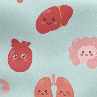 Smiling Human Body Organs Jersey Backed Fleece