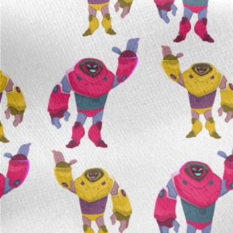 Handsome Colorful Robot Jersey Backed Fleece