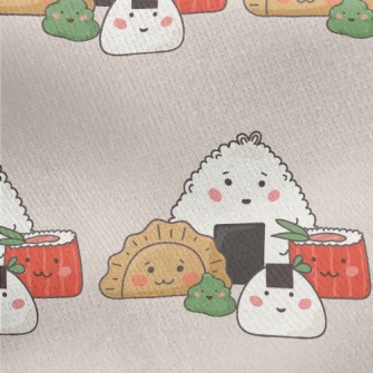 Japanese Dumplings And Sushi Jersey Backed Fleece