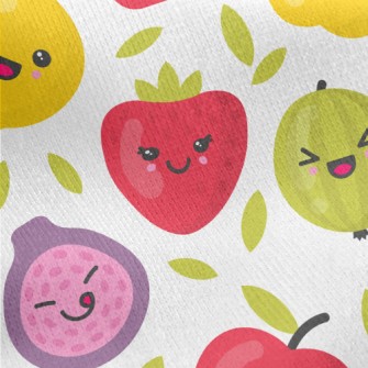 Cartoon Playful Fruits Jersey Backed Fleece