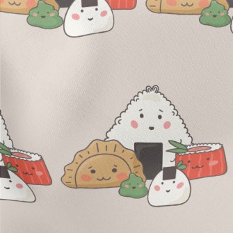 Japanese Dumplings And Sushi Lightweight Cotton Poplin