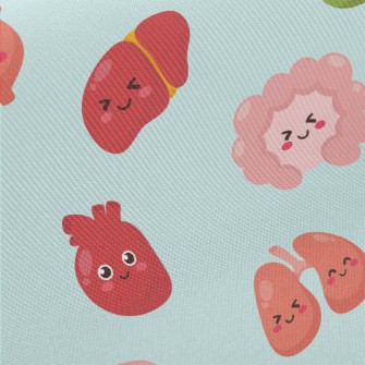 Smiling Human Body Organs Midweight Cotton Poplin