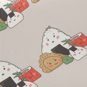 Japanese Dumplings And Sushi Midweight Cotton Poplin
