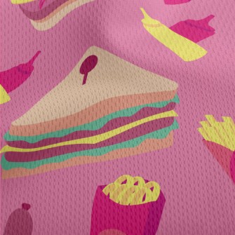 Hamburger Hot Dog Sandwich Athletic Mesh Flat Back