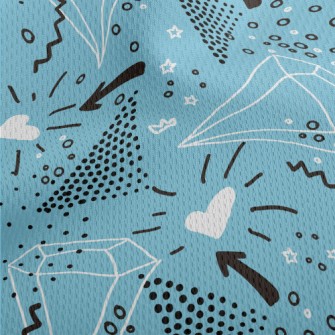 Hand Drawn Diamond Heart Athletic Mesh Flat Back