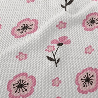 Cute Japanese Flowers Birdseye Piqué