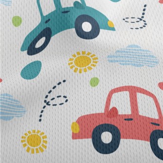 Colorful Cars Athletic Mesh Flat Back