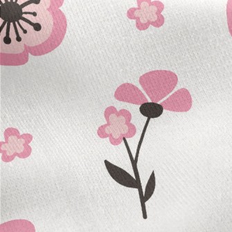Cute Japanese Flowers Jersey Backed Fleece