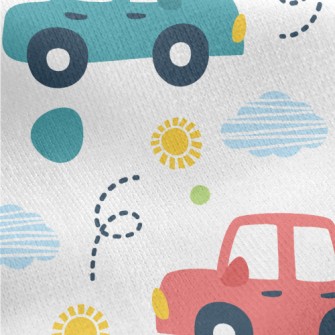 Colorful Cars Jersey Backed Fleece