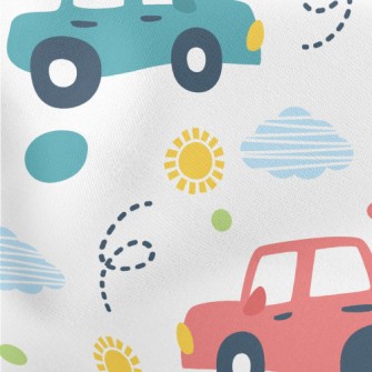 Colorful Cars Lightweight Cotton Poplin