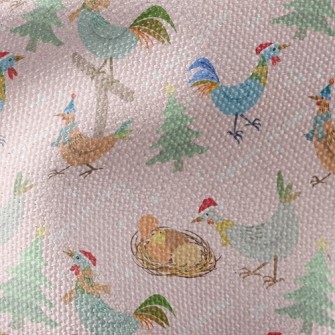Chickens Celebrating Christmas Waterproof Canvas