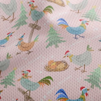 Chickens Celebrating Christmas Athletic Mesh Flat Back