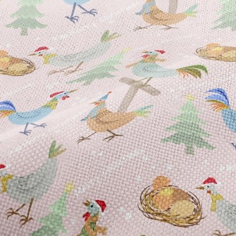 Chickens Celebrating Christmas Performance Linen