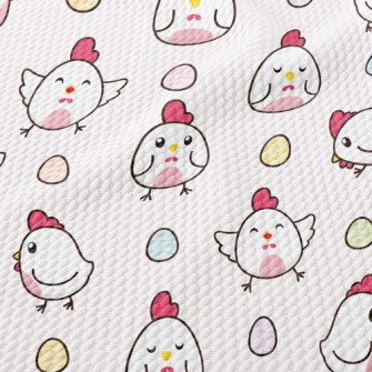 Lively Rooster And Eggs Birdseye Piqué