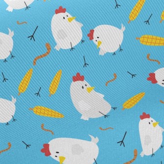 Rooster Eats Corn Twill