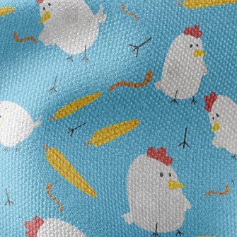 Rooster Eats Corn Waterproof Canvas