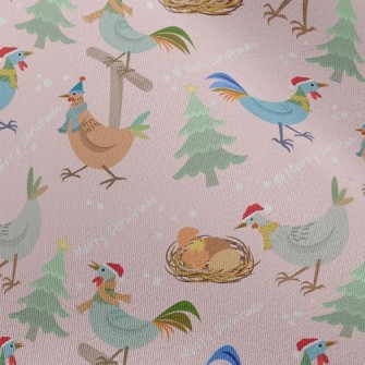 Chickens Celebrating Christmas Chiffon
